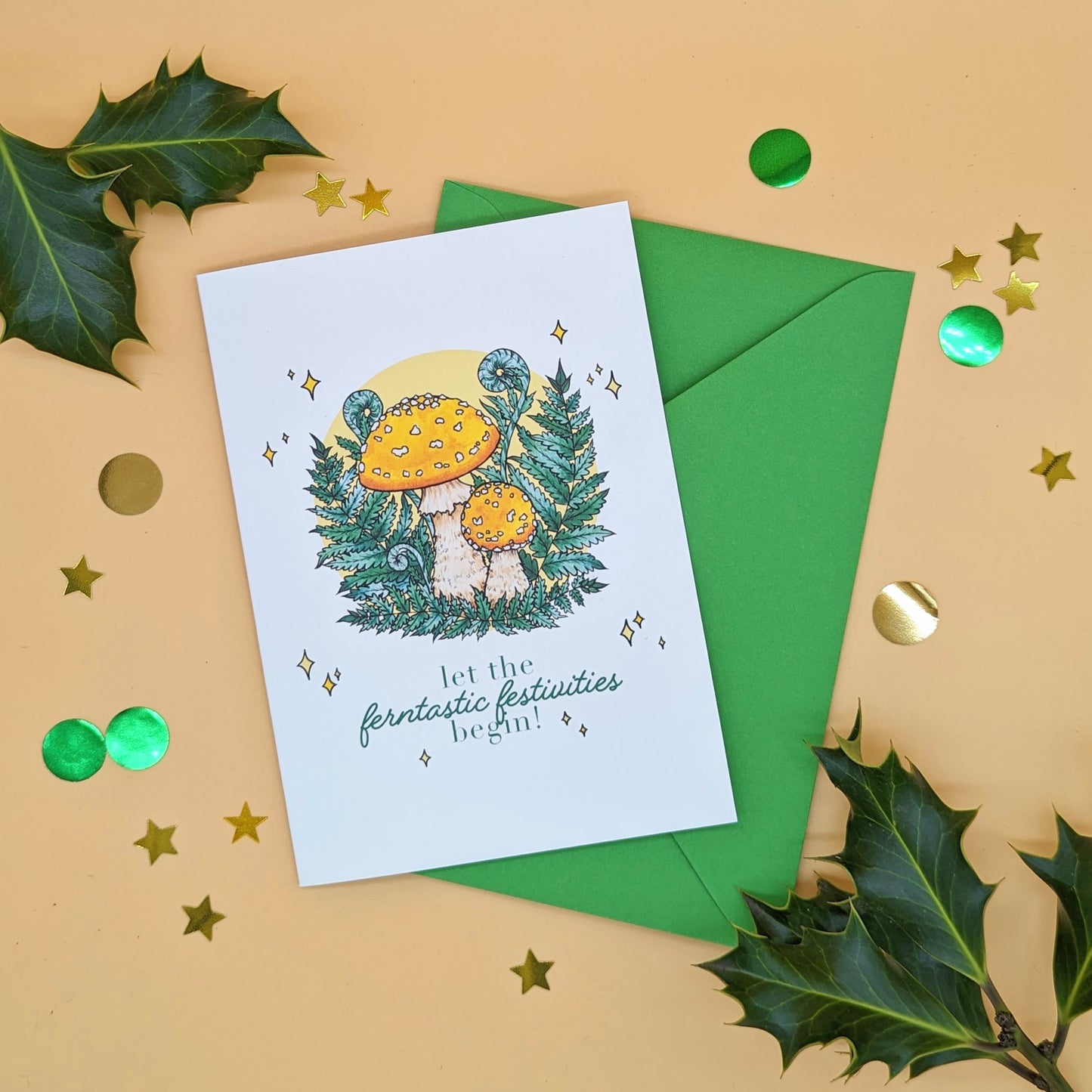 Mushroom Christmas Card - Ferntastic Festivities