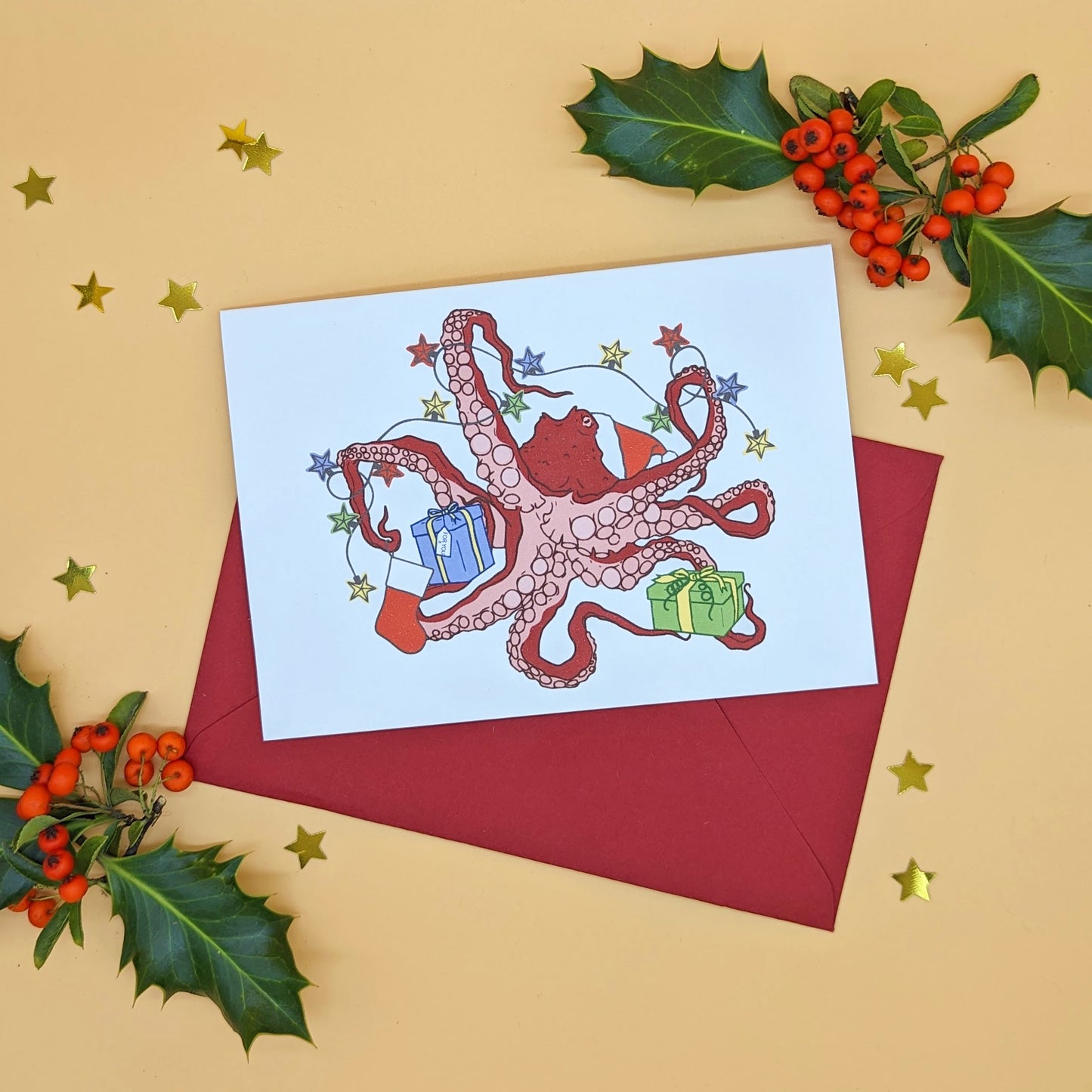 Octopus Christmas Card - Tenta Claus