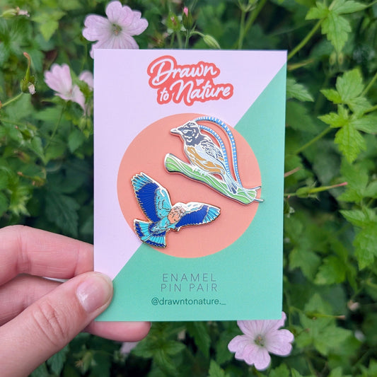 Bird Enamel Pin Pair