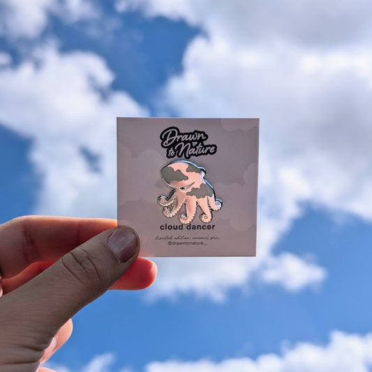 LIMITED EDITION Enamel Pin - Silver Cloud Octopus Pin