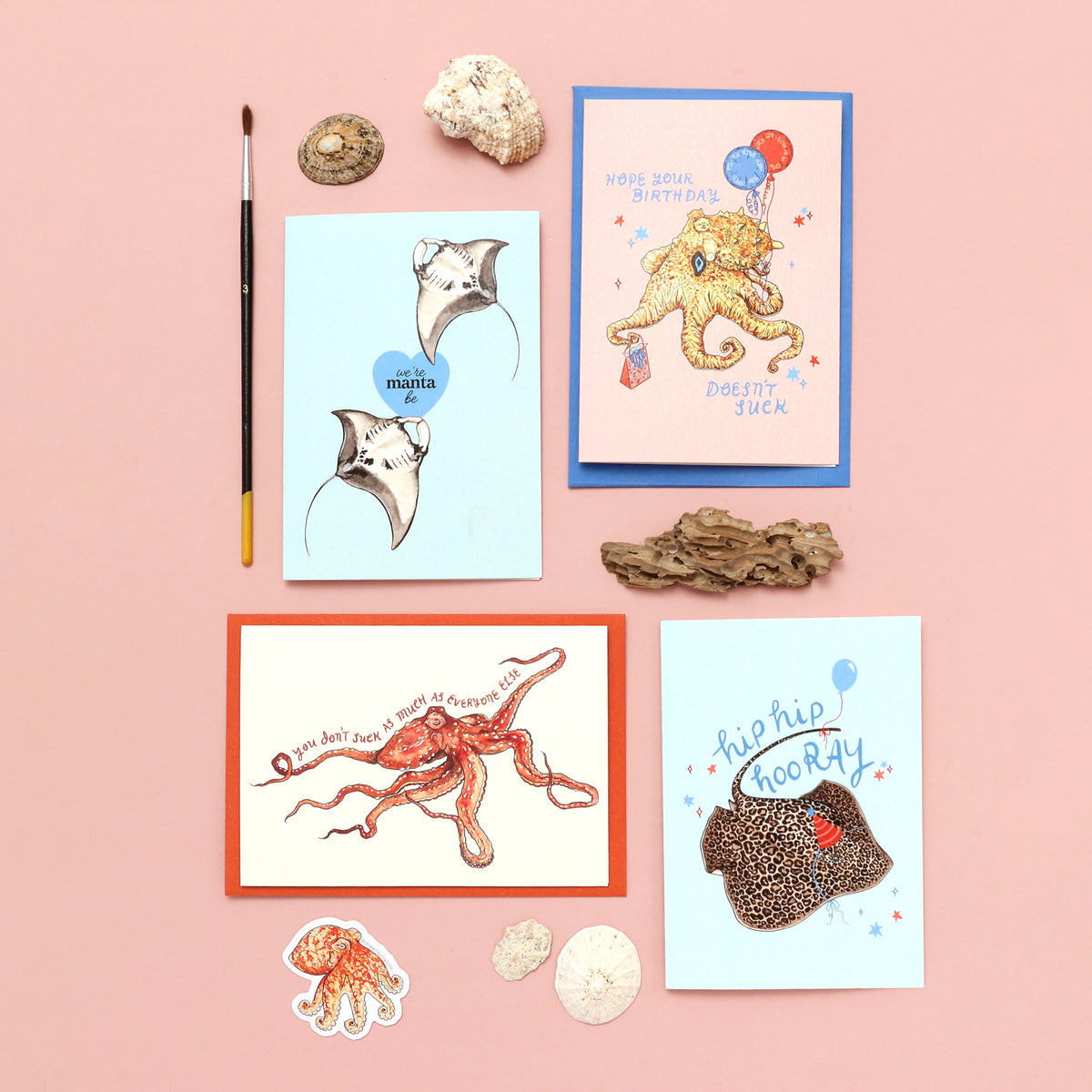 Octopus Birthday Card - Hope Your Birthday Doesn't Suck