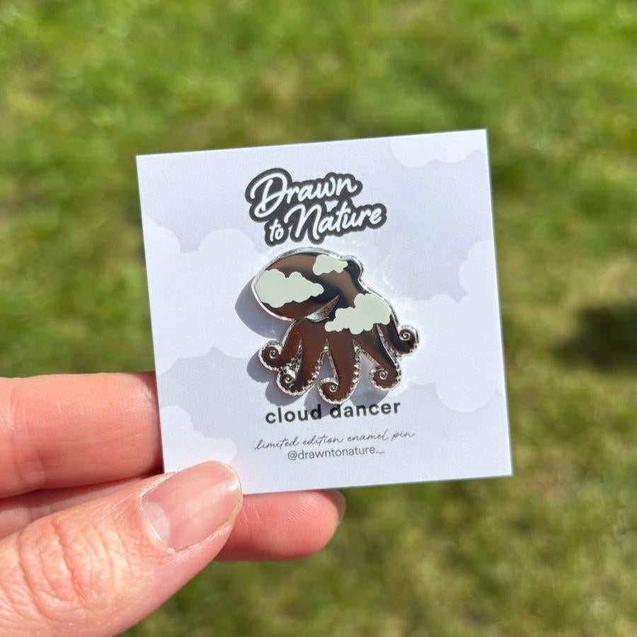 LIMITED EDITION Enamel Pin - Silver Cloud Octopus Pin