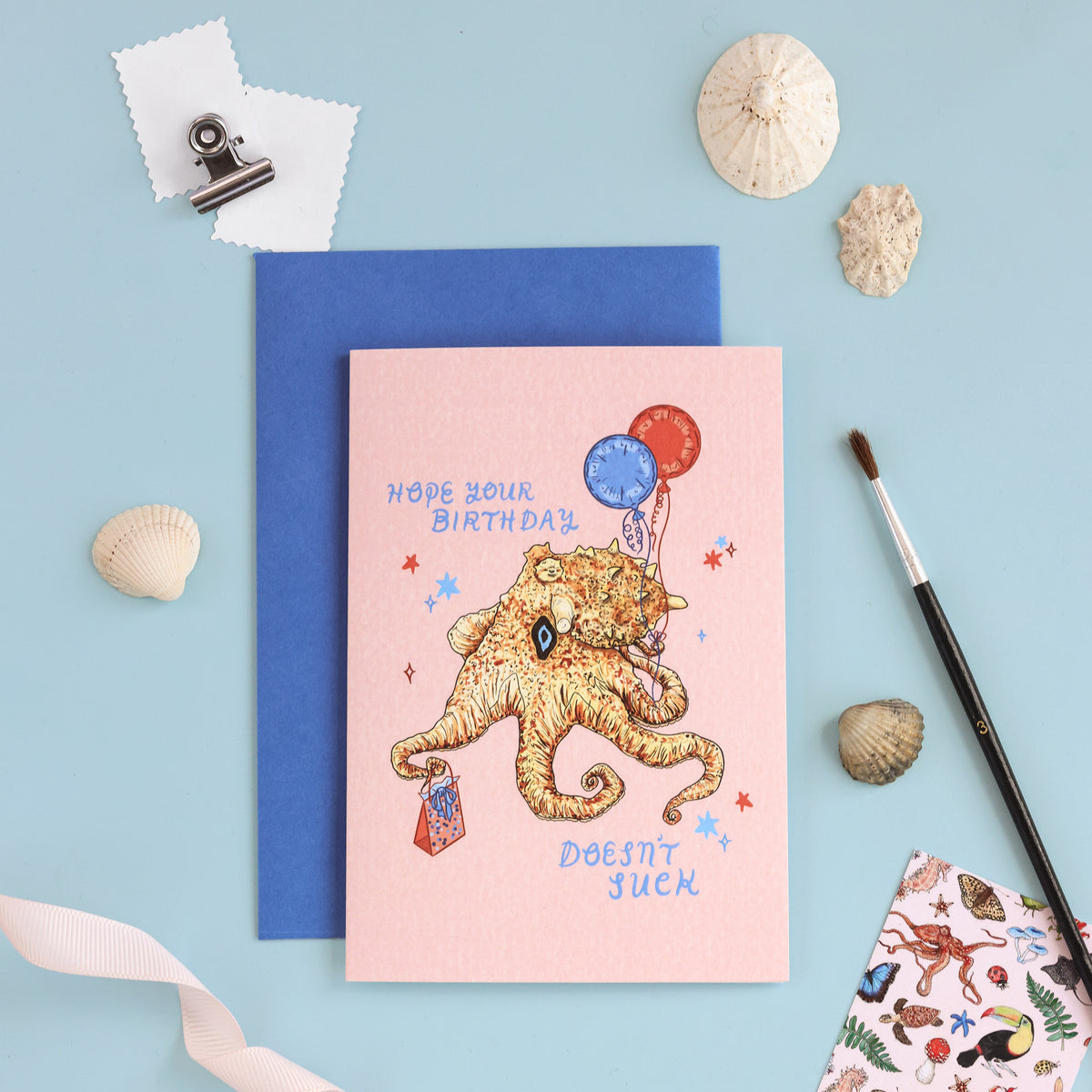Octopus Birthday Card - Hope Your Birthday Doesn't Suck