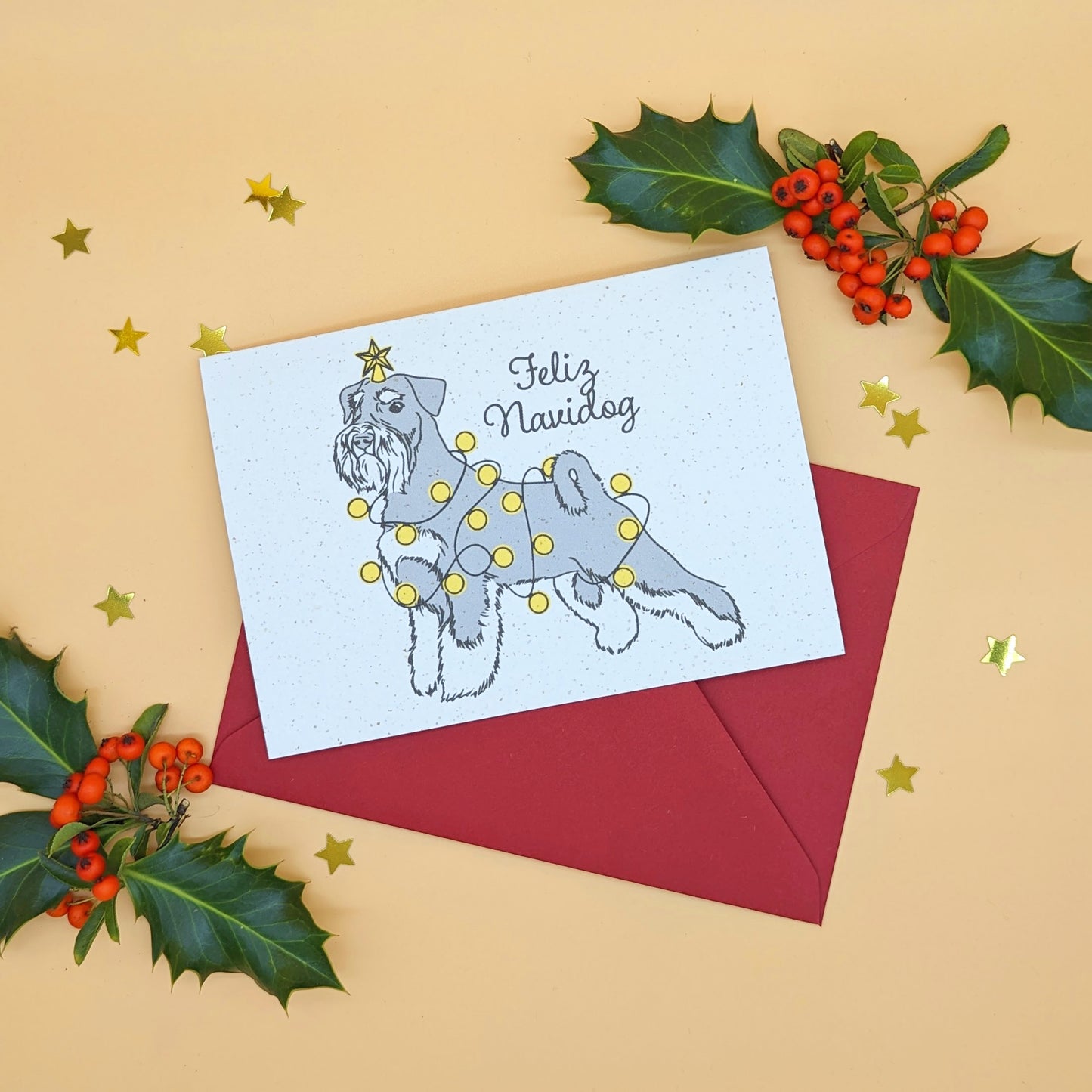 Schnauzer Christmas Card - Feliz Navidog