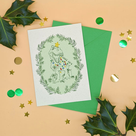 Dinosaur Christmas Card - Tree Rex