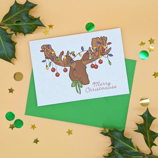 Moose Christmas Card - Merry Christmoose