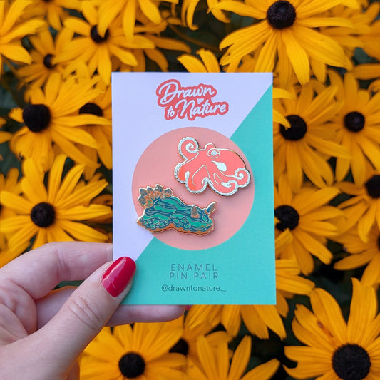 Sea Creature Enamel Pin Pair