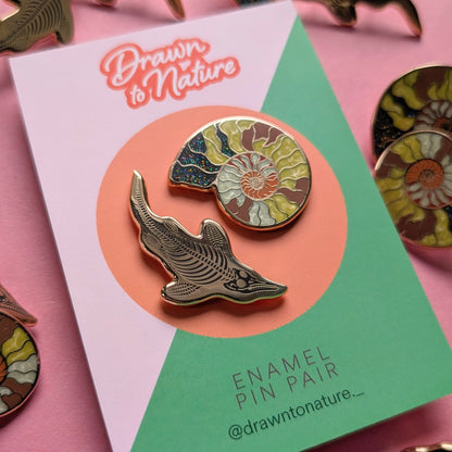 Fossils Enamel Pin Pair