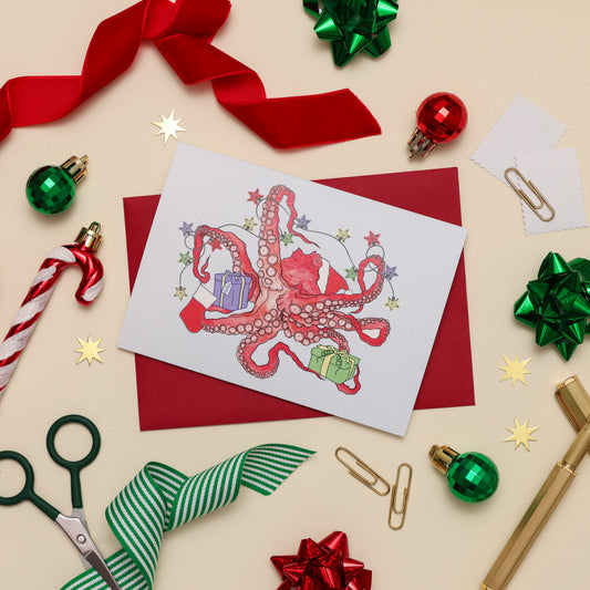 Octopus Christmas Card - Tenta Claus