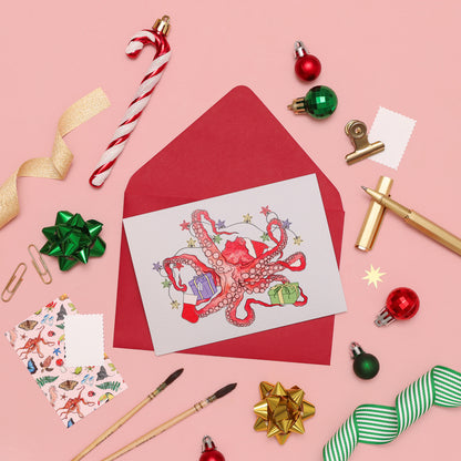 Octopus Christmas Card - Tenta Claus