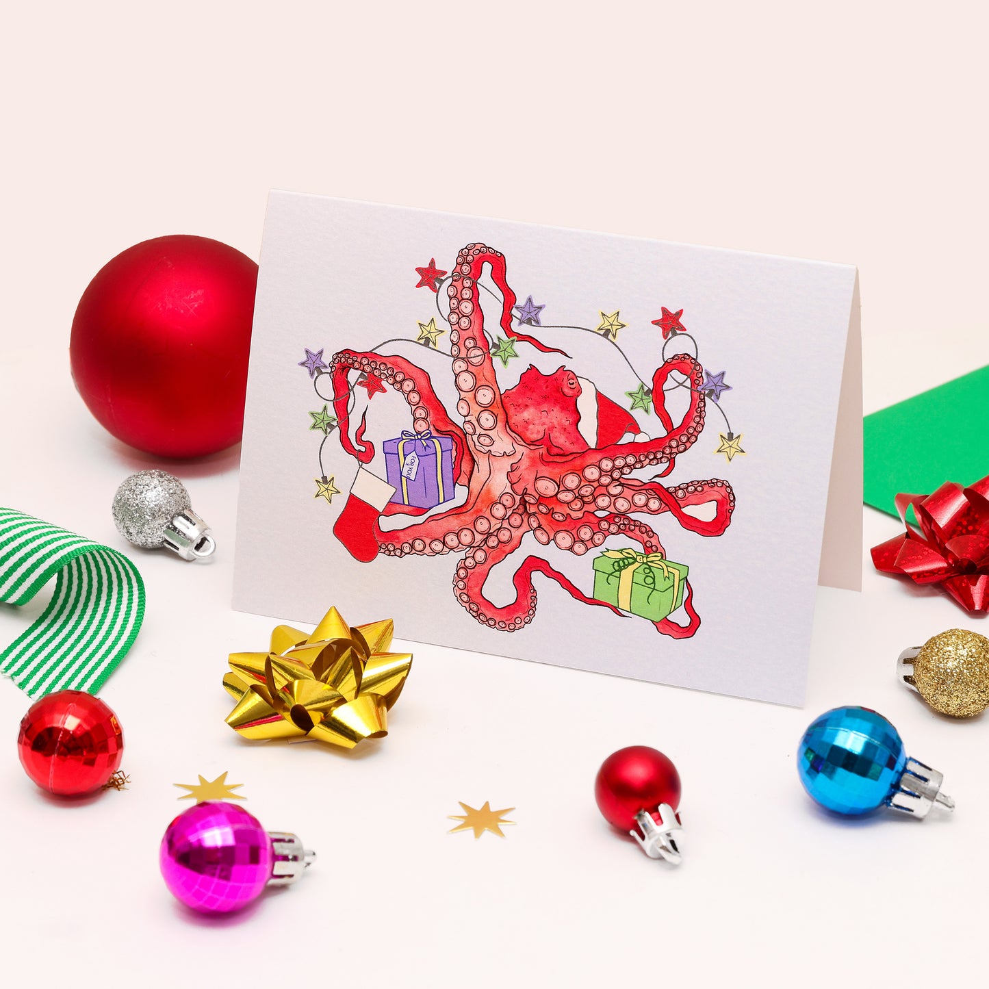 Octopus Christmas Card - Tenta Claus