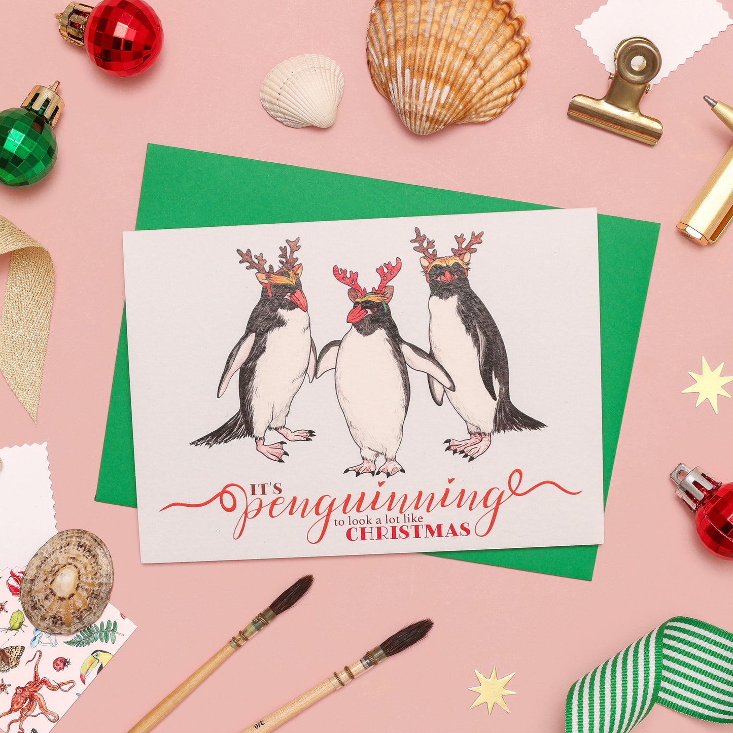 Penguin Christmas Card - Penguinning To Look A Lot Like Christmas