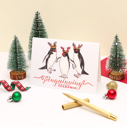 Penguin Christmas Card - Penguinning To Look A Lot Like Christmas