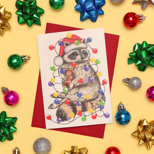 Raccoon Christmas Card