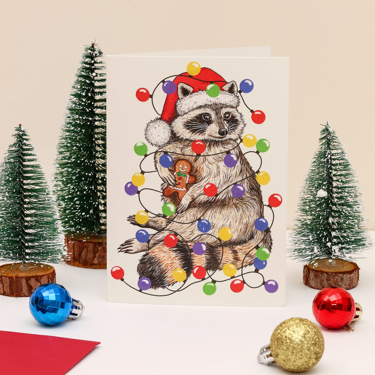 Raccoon Christmas Card