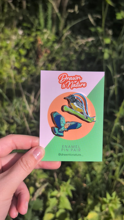 Bird Enamel Pin Pair