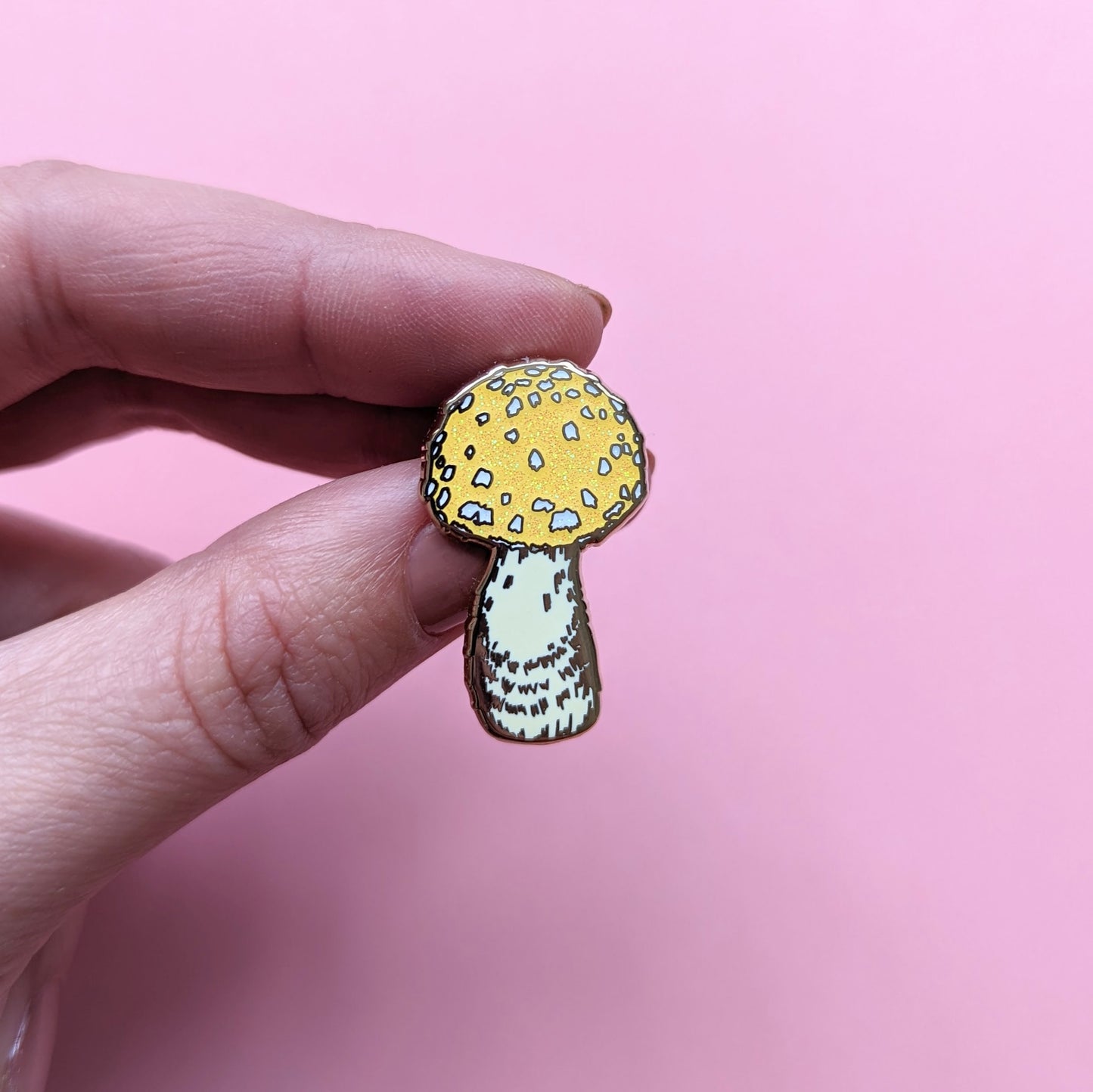 Yellow Fly Agaric Glitter Pin