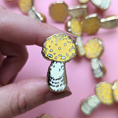 Yellow Fly Agaric Glitter Pin